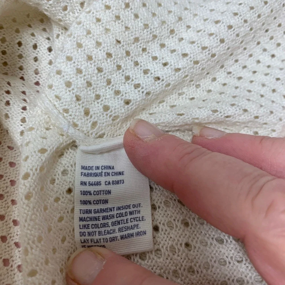 American Eagle Cardigan Women Small Cream Excellent Pointelle Sharkbite 12637